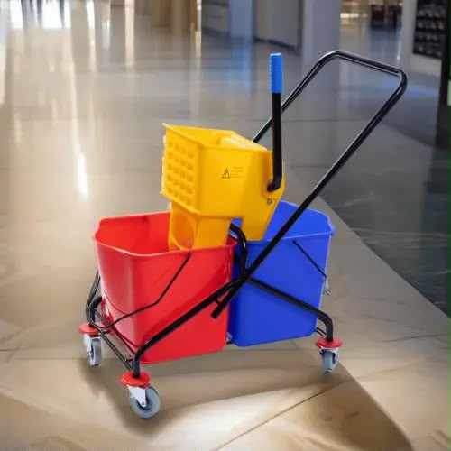 عربة تنظيف, عربة تنظيف مزدوجة, عربة نظافة, عربة أدوات التنظيف